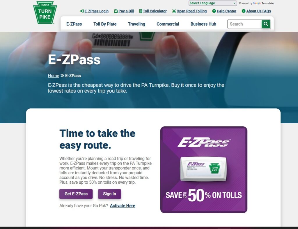 ez pass pa login